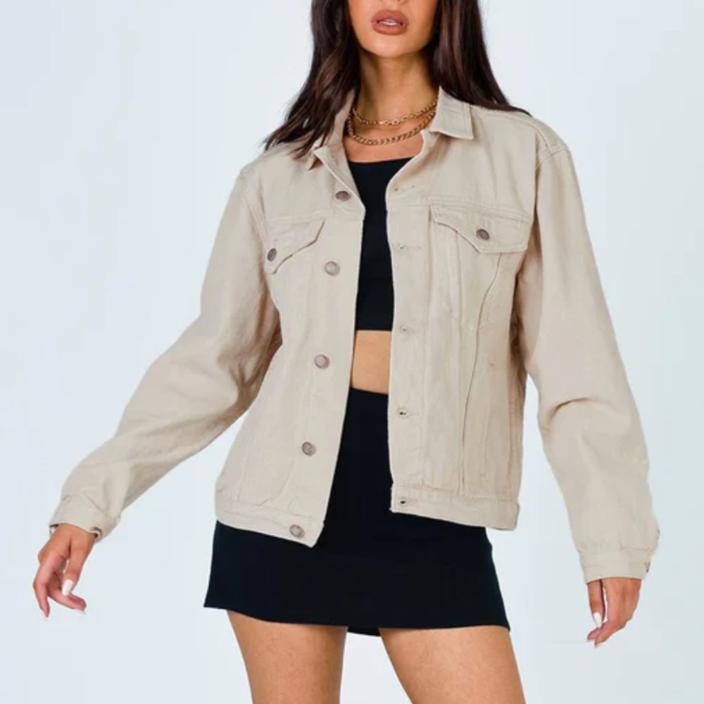 Princess Polly Western Denim Jacket - Beige